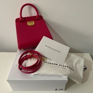 Brandon Blackwood Fuchsia Mini Top-Handle Bag with Gold Hardware